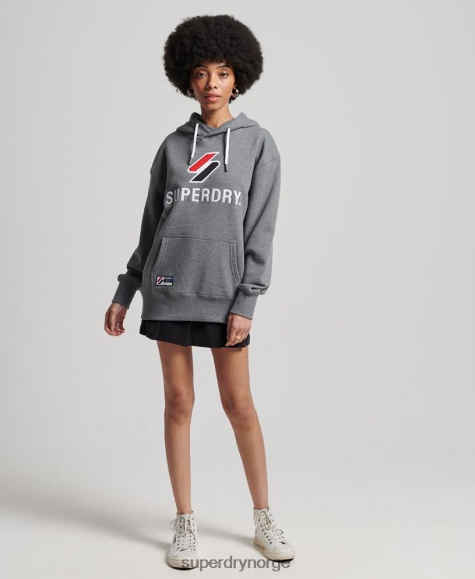 Superdry mørk grå klær 86P46D3390 applikasjon oversized hettegenser kvinner
