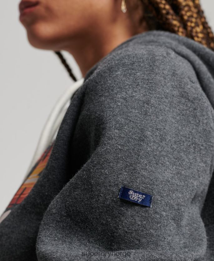 Superdry mørk grå klær 86P46D3406 vintage scripted infill hettegenser kvinner