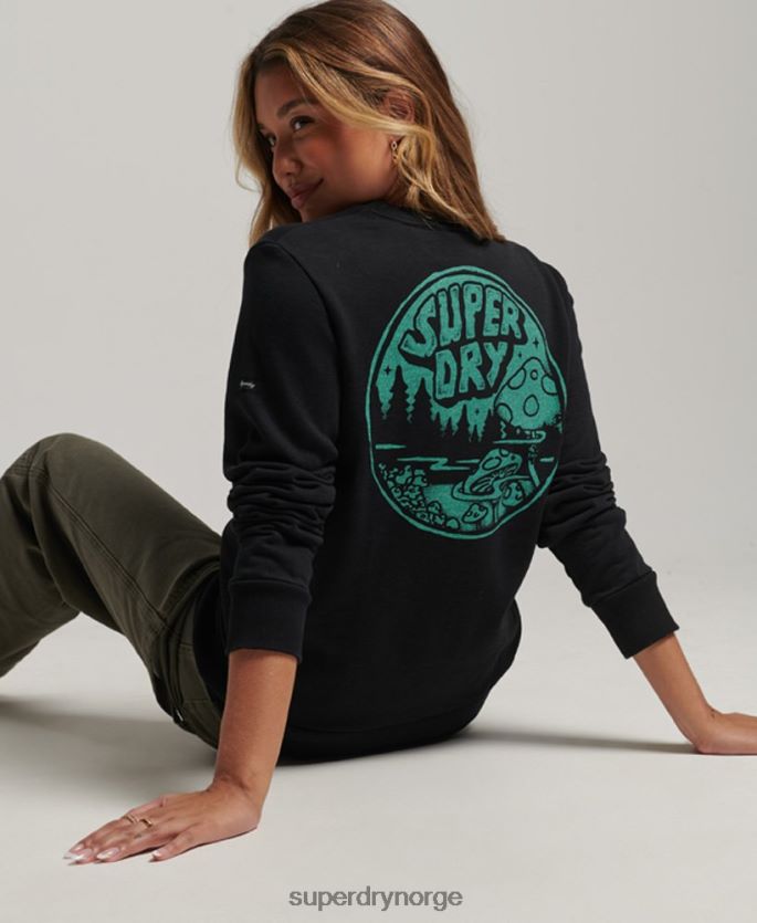 Superdry mørk grå klær 86P46D3431 inn i skogen grafisk genser kvinner