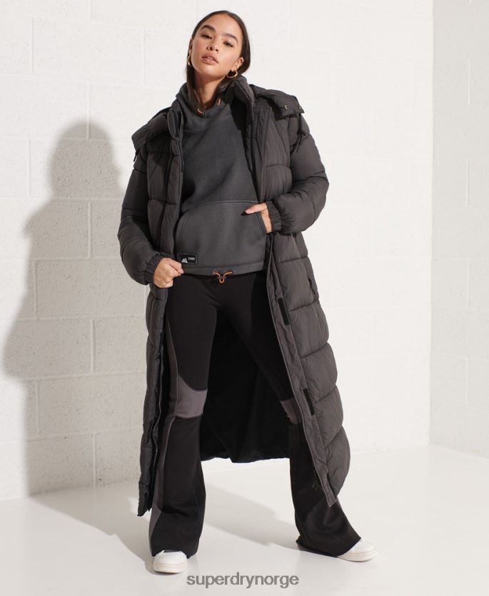 Superdry mørk grå klær 86P46D3441 hettegenser i fjellfleece kvinner