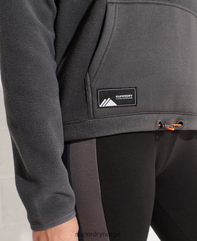 Superdry mørk grå klær 86P46D3441 hettegenser i fjellfleece kvinner