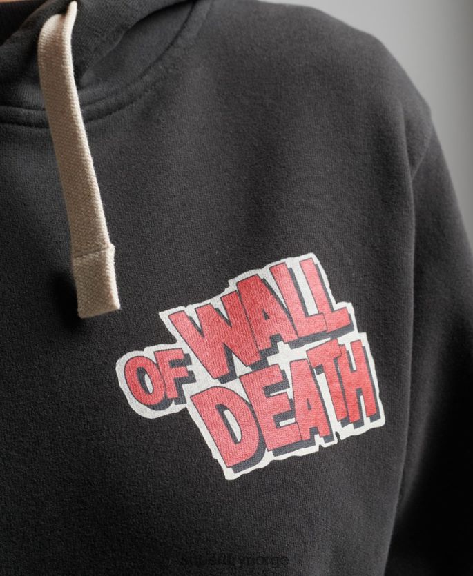 Superdry mørk grå klær 86P46D3447 vintage crossing lines hettegenser kvinner