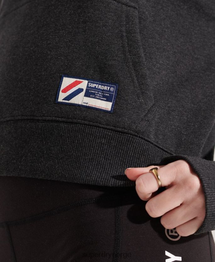 Superdry mørk grå klær 86P46D3497 sportstyle klassisk boksy hettegenser kvinner