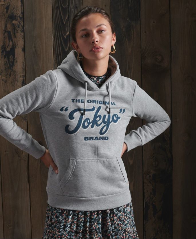 Superdry mørk grå klær 86P46D3507 laget hettegenser for arbeidsklær kvinner