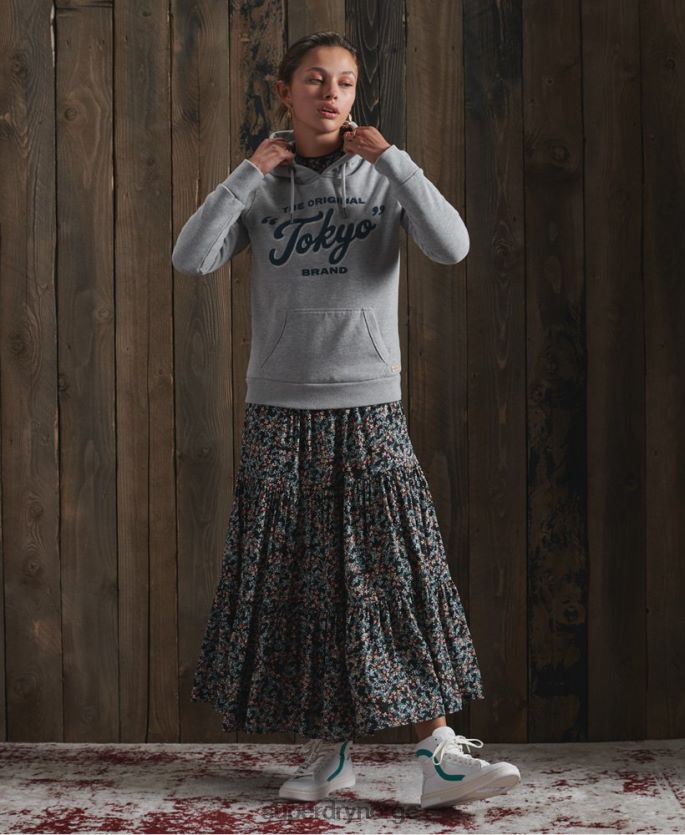 Superdry mørk grå klær 86P46D3507 laget hettegenser for arbeidsklær kvinner