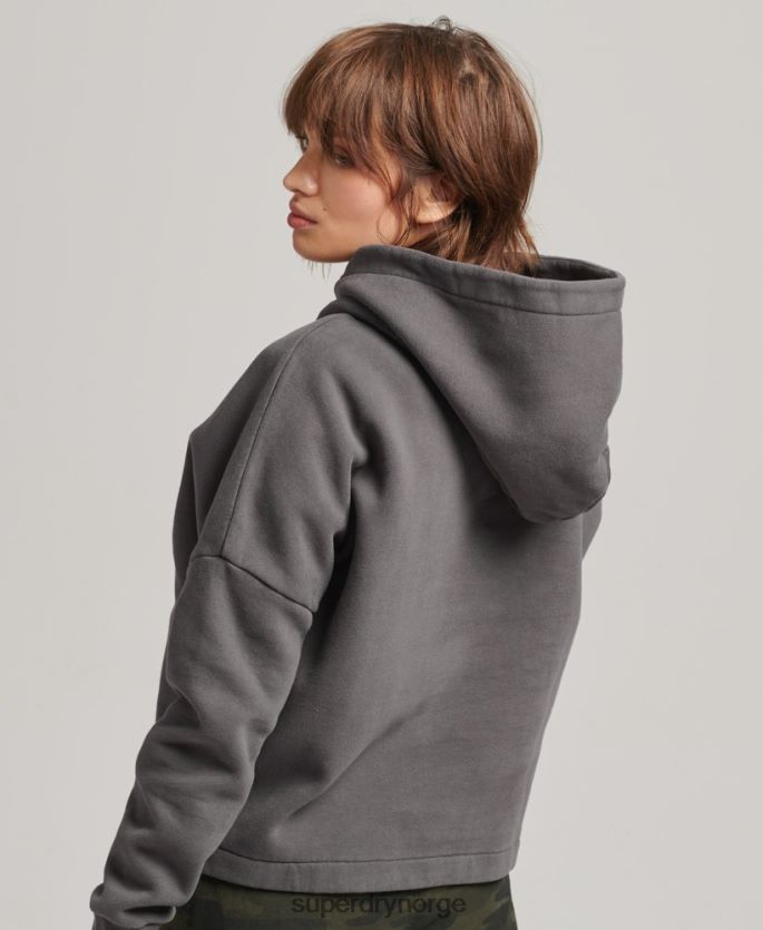 Superdry mørk grå klær 86P46D5764 vintage hettegenser med logobokspassform kvinner