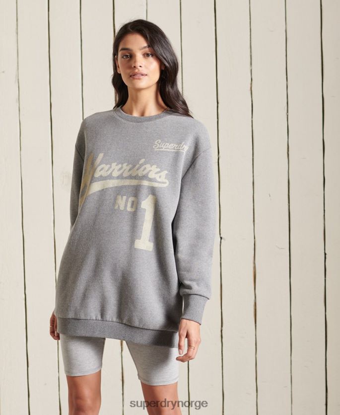 Superdry mørk grå klær 86P46D5815 oversized collegiate crew sweatshirt kvinner