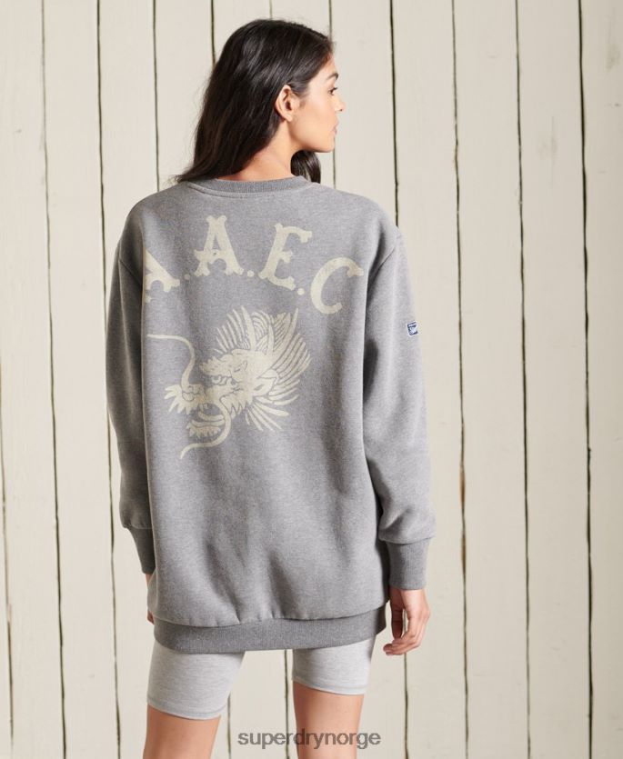 Superdry mørk grå klær 86P46D5815 oversized collegiate crew sweatshirt kvinner