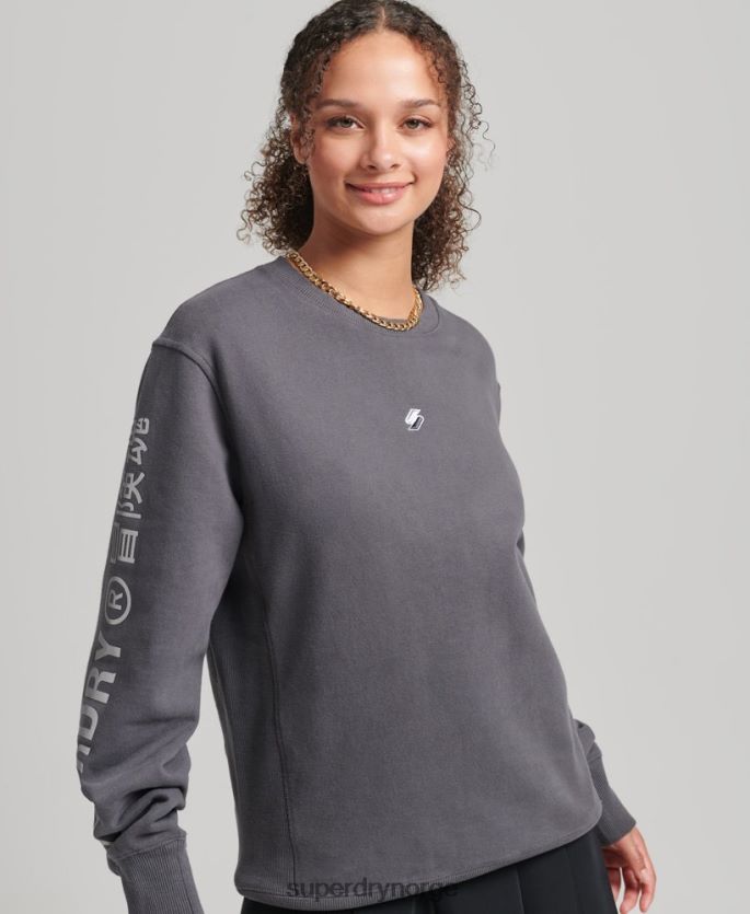 Superdry mørk grå klær 86P46D5899 kode lineær genser for løs mannskap kvinner