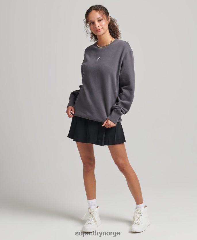 Superdry mørk grå klær 86P46D5899 kode lineær genser for løs mannskap kvinner