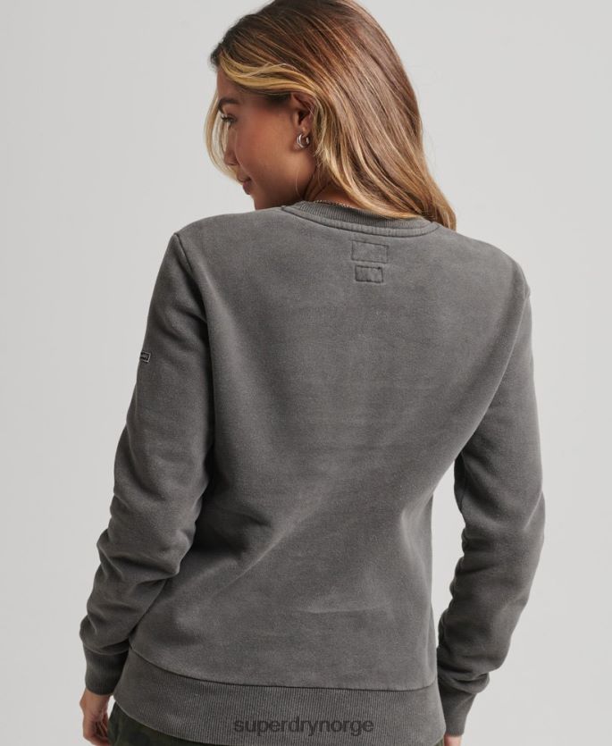 Superdry mørk grå klær 86P46D5910 vintage genser med borough crew med logo kvinner