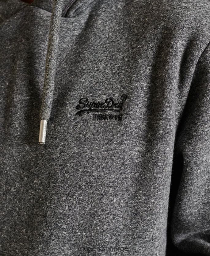 Superdry mørk grå klær 86P46D5929 hettegenser med brodert vintagelogo med løs passform kvinner