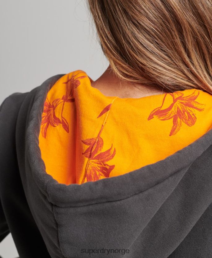 Superdry mørk grå klær 86P46D6027 hettegenser med glidelås på innsiden kvinner