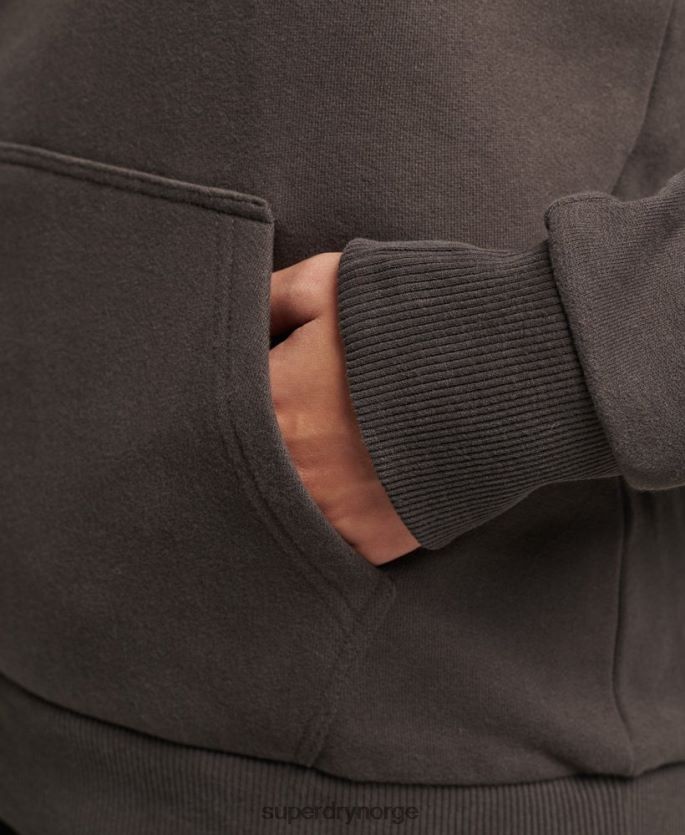 Superdry mørk grå klær 86P46D6079 hettegenser med manus i sentrum kvinner