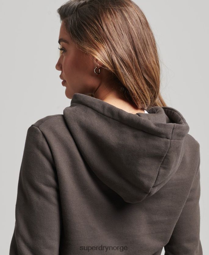 Superdry mørk grå klær 86P46D6079 hettegenser med manus i sentrum kvinner
