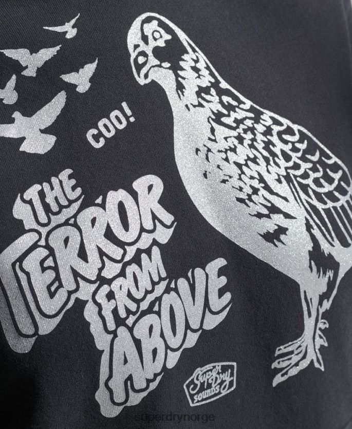 Superdry mørk grå klær 86P46D6097 vintage b-film-hettegenser kvinner