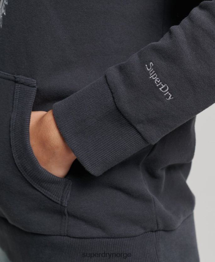 Superdry mørk grå klær 86P46D6097 vintage b-film-hettegenser kvinner