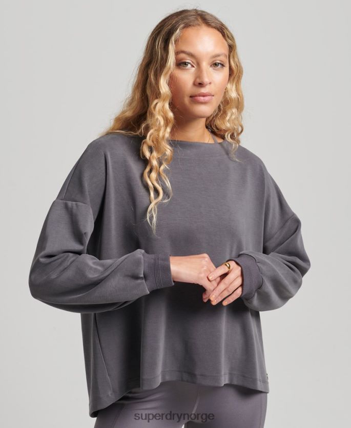 Superdry mørk grå klær 86P46D6109 flex avslappet crew-genser kvinner
