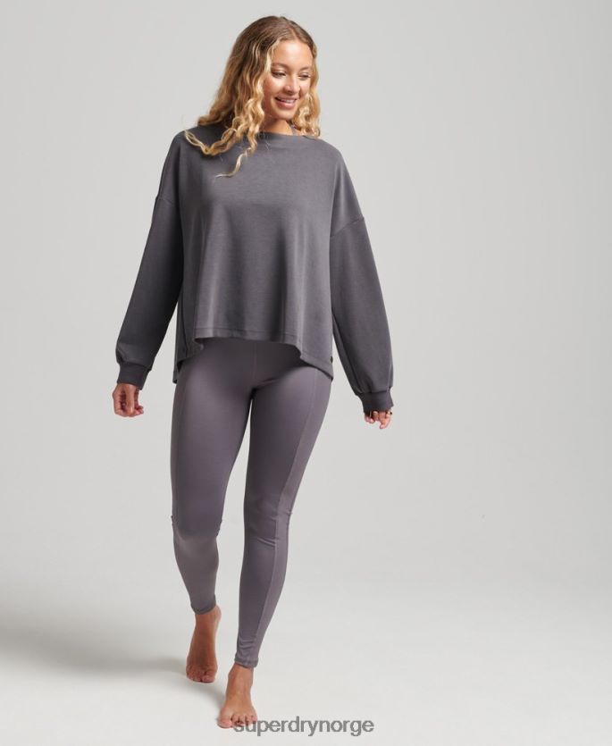 Superdry mørk grå klær 86P46D6109 flex avslappet crew-genser kvinner
