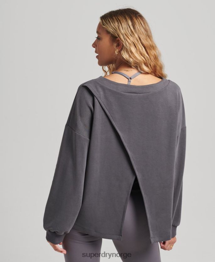 Superdry mørk grå klær 86P46D6109 flex avslappet crew-genser kvinner