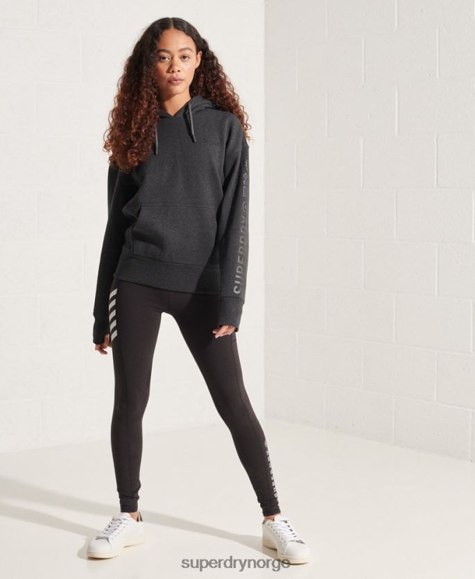 Superdry mørk grå klær 86P46D6125 hettegenser med firmalogo kvinner