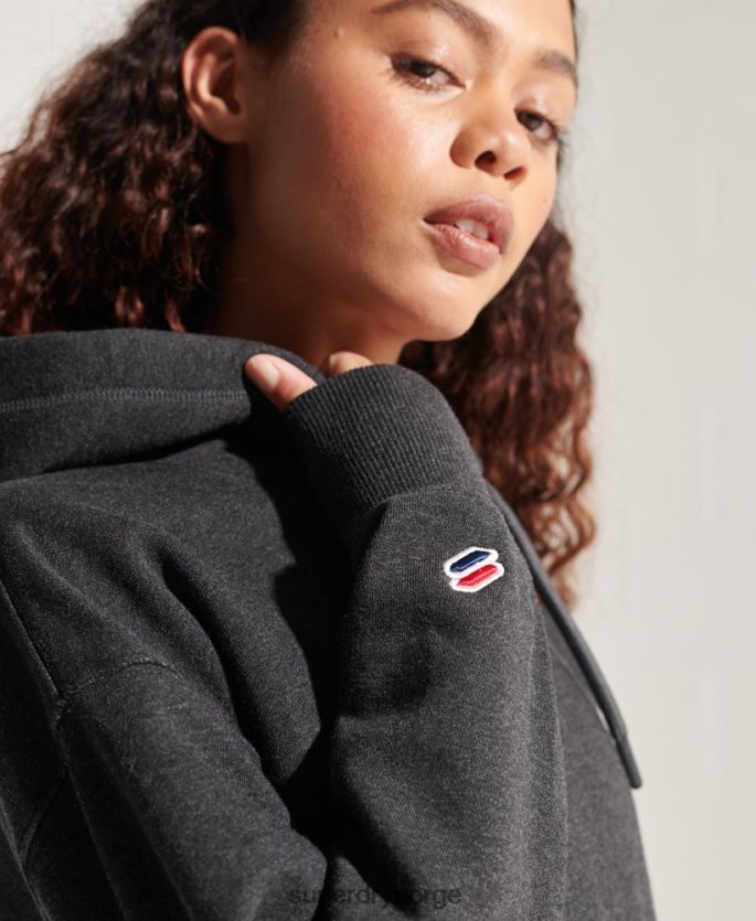 Superdry mørk grå klær 86P46D6125 hettegenser med firmalogo kvinner