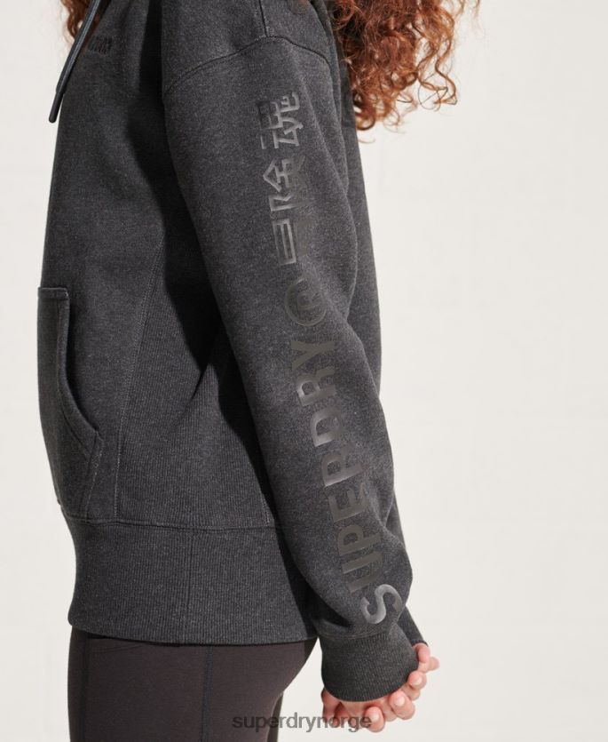 Superdry mørk grå klær 86P46D6125 hettegenser med firmalogo kvinner