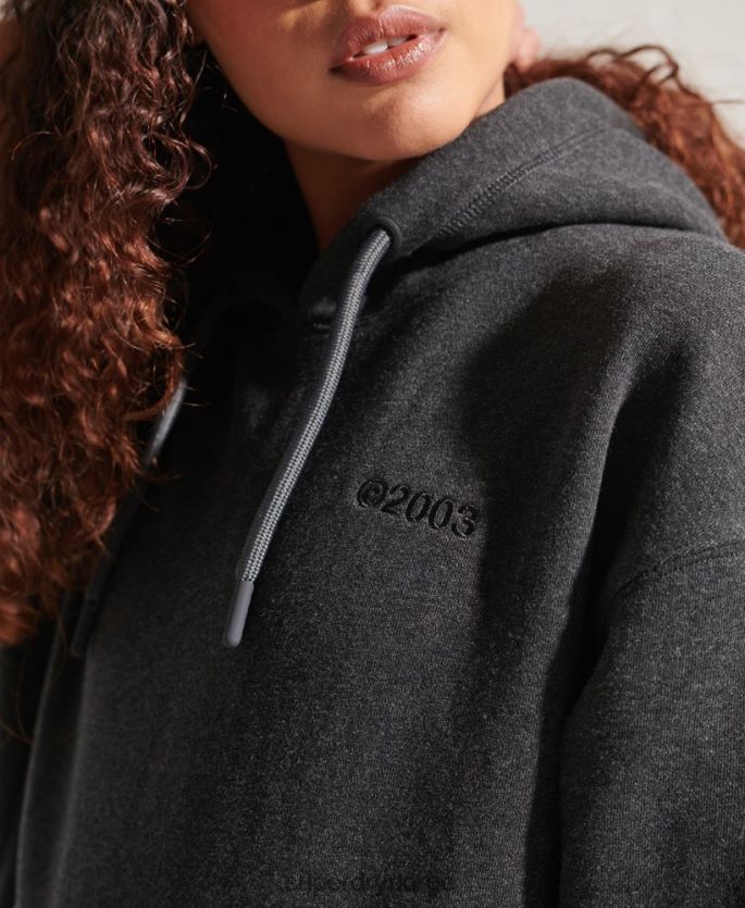 Superdry mørk grå klær 86P46D6125 hettegenser med firmalogo kvinner