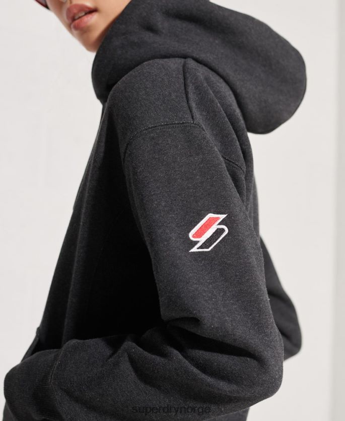Superdry mørk grå klær 86P46D6131 kode sportstyle hettegenser med glidelås kvinner