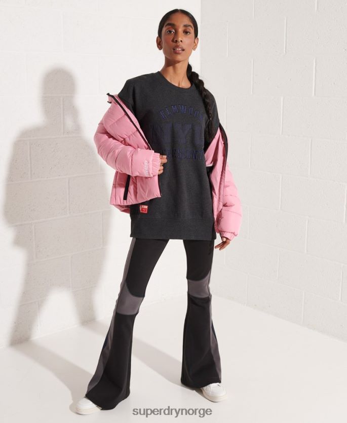 Superdry mørk grå klær 86P46D6138 college grafisk oversized crew sweatshirt kvinner
