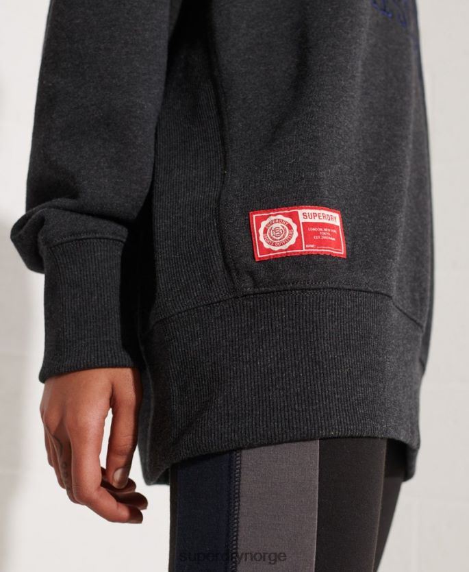 Superdry mørk grå klær 86P46D6138 college grafisk oversized crew sweatshirt kvinner