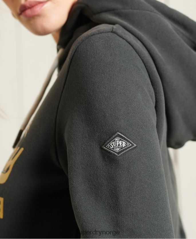 Superdry mørk grå klær 86P46D6178 vintage logo loopback hettegenser kvinner