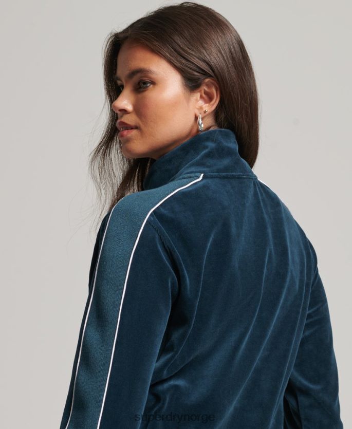 Superdry mørke blå klær 86P46D6106 kode s logo velour track topp kvinner