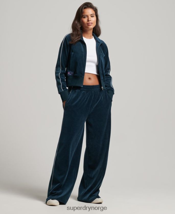 Superdry mørke blå klær 86P46D6106 kode s logo velour track topp kvinner