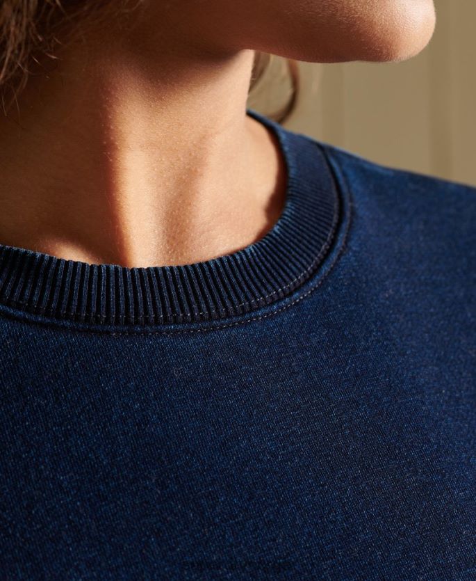 Superdry mørke blå klær 86P46D6120 vintage sweatshirt med logobesetning kvinner