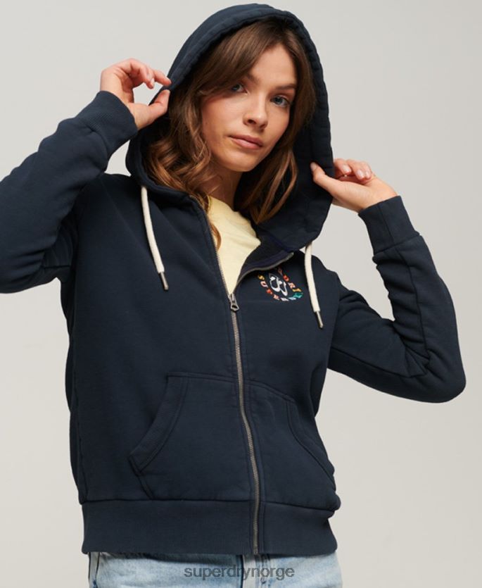 Superdry marinen klær 86P46D2068 regnbue hettegenser med glidelås kvinner