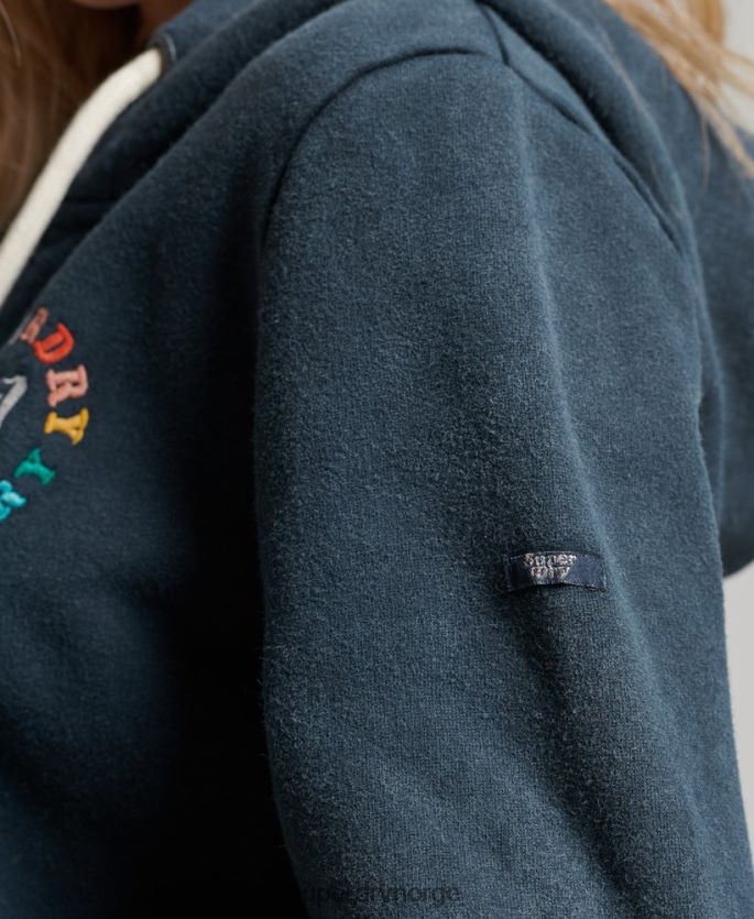 Superdry marinen klær 86P46D2192 vintage regnbue hettegenser med glidelås kvinner