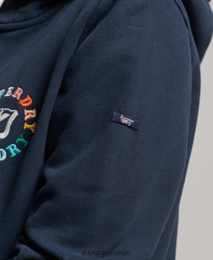 Superdry marinen klær 86P46D2242 vintage regnbue hettegenser med glidelås kvinner