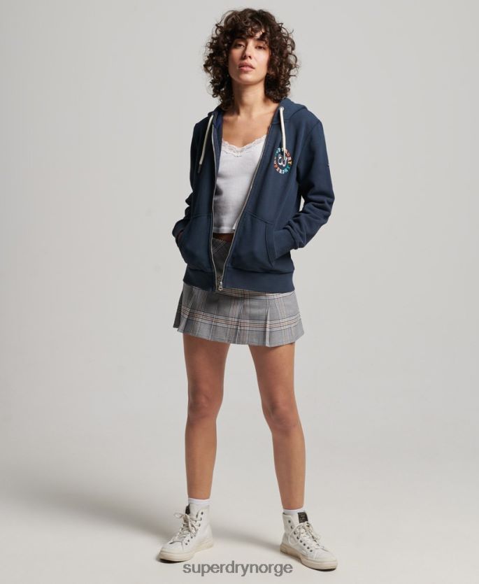 Superdry marinen klær 86P46D2242 vintage regnbue hettegenser med glidelås kvinner