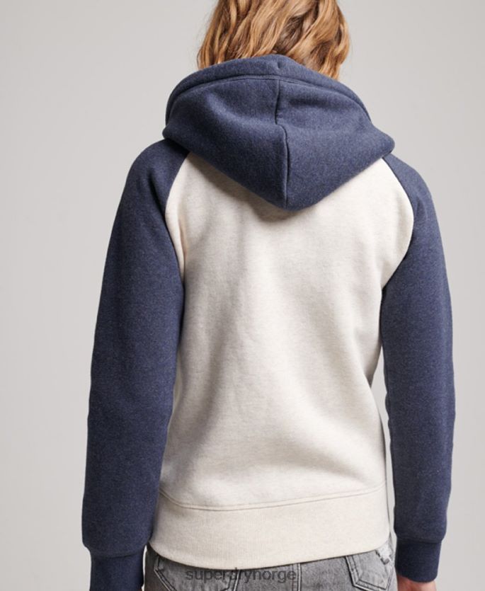 Superdry marinen klær 86P46D3272 vintage logo brodert baseball hettegenser med glidelås kvinner