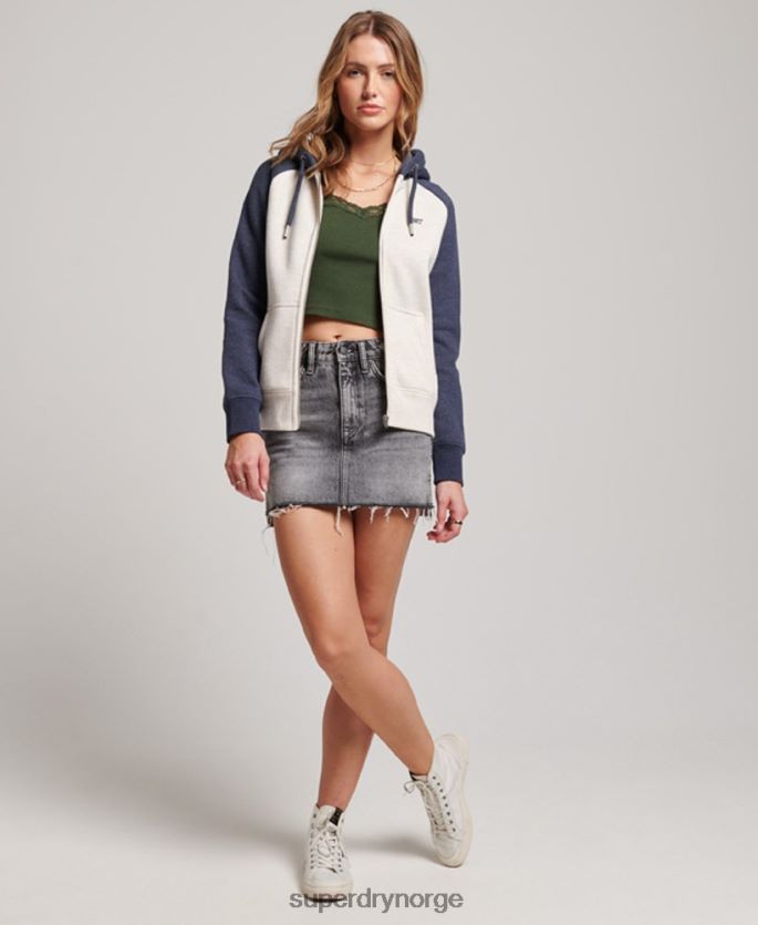 Superdry marinen klær 86P46D3272 vintage logo brodert baseball hettegenser med glidelås kvinner