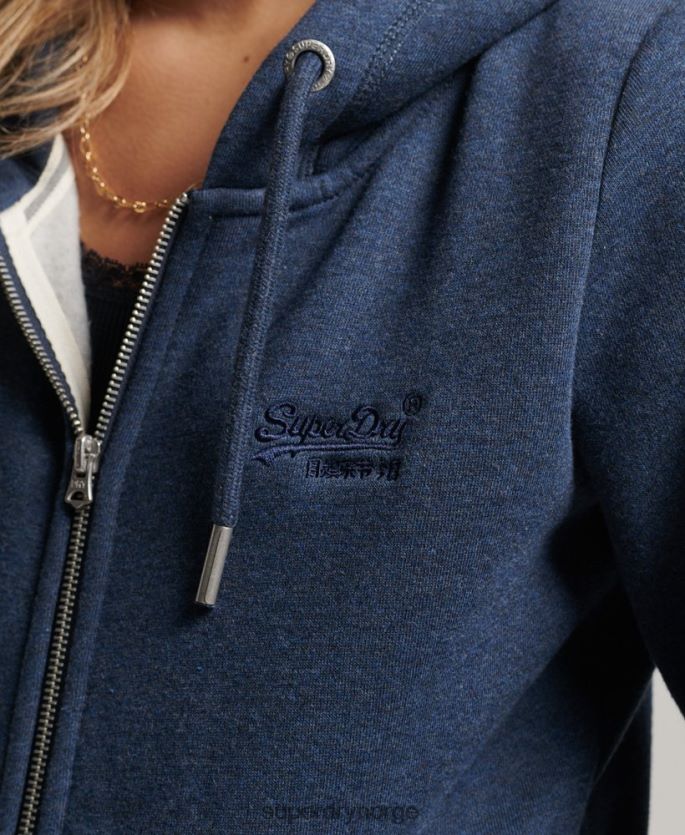 Superdry marinen klær 86P46D3324 vintage logo brodert hettegenser med glidelås kvinner
