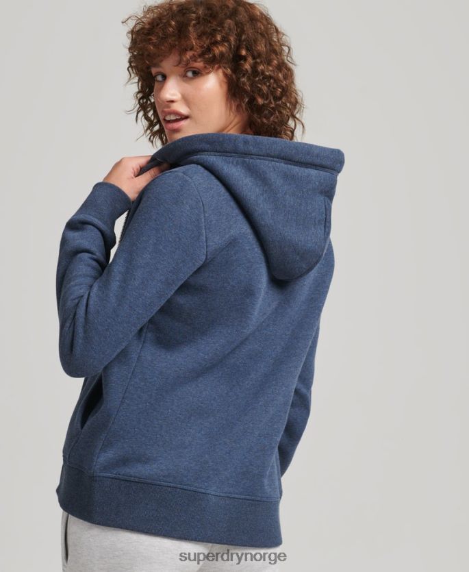 Superdry marinen klær 86P46D3379 hettegenser med logo og glidelås i økologisk bomull kvinner