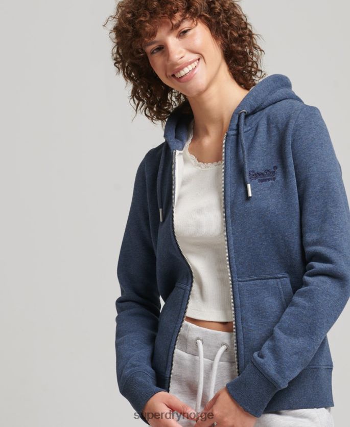 Superdry marinen klær 86P46D3379 hettegenser med logo og glidelås i økologisk bomull kvinner
