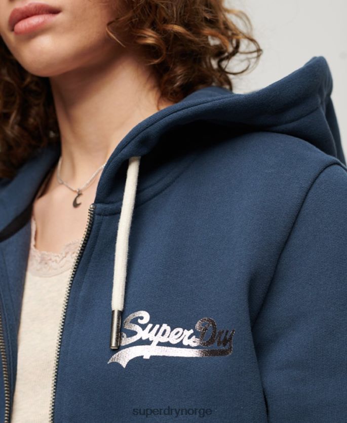 Superdry marinen klær 86P46D3393 Japansk vintage-logo-hettegenser med glidelås kvinner