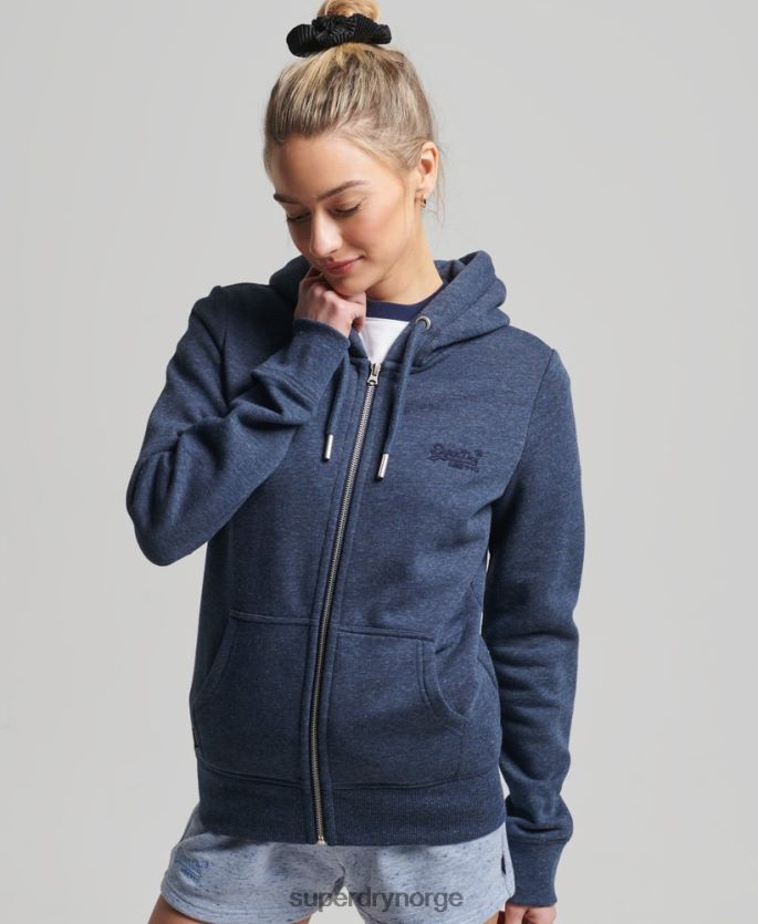 Superdry marinen klær 86P46D3421 vintage hettegenser med glidelås i økologisk bomull kvinner