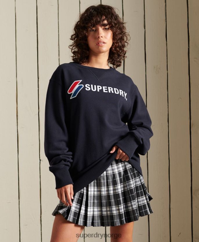 Superdry marinen klær 86P46D3473 sportstyle applikasjon løs sweatshirt kvinner