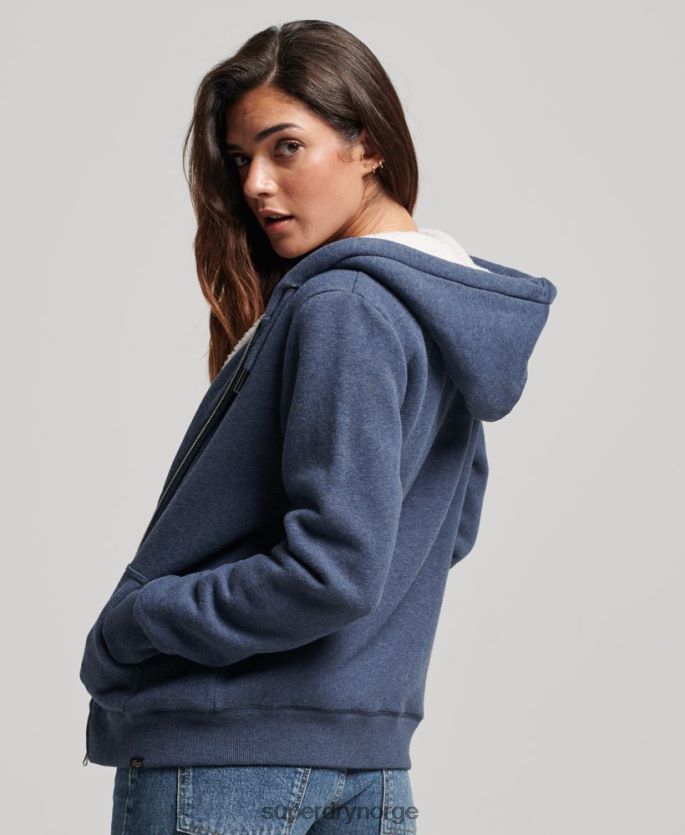 Superdry marinen klær 86P46D5748 essensiell borg-fôret hettegenser med glidelås kvinner