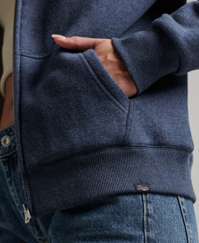 Superdry marinen klær 86P46D5748 essensiell borg-fôret hettegenser med glidelås kvinner