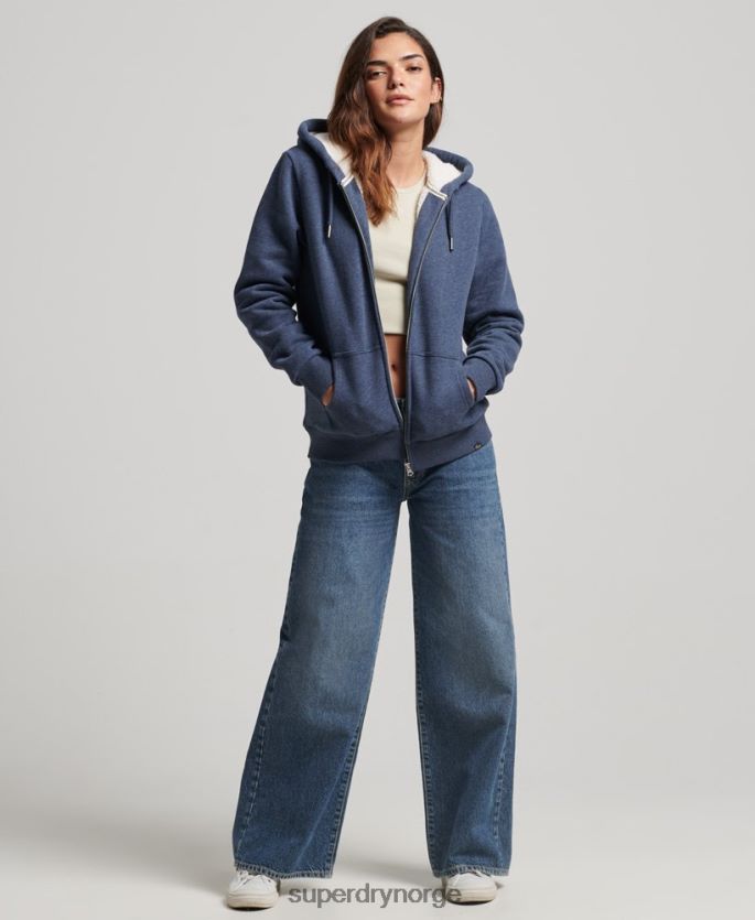 Superdry marinen klær 86P46D5748 essensiell borg-fôret hettegenser med glidelås kvinner